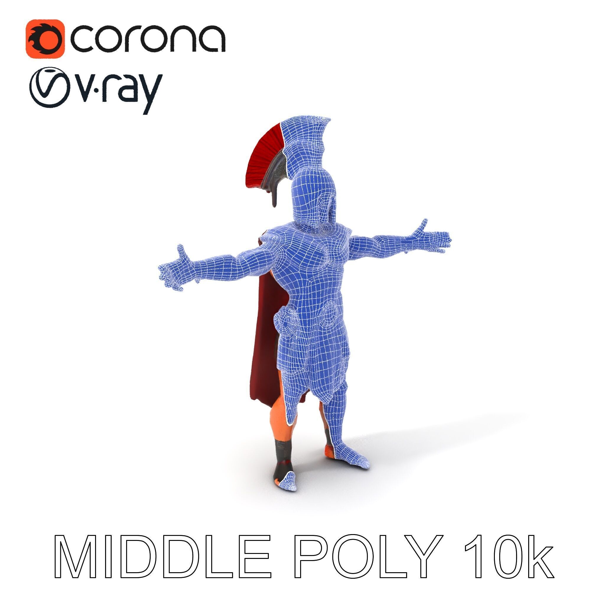 Spartan Warrior D Character Model Detailed Armor and Rigging Low-poly 3D model_36