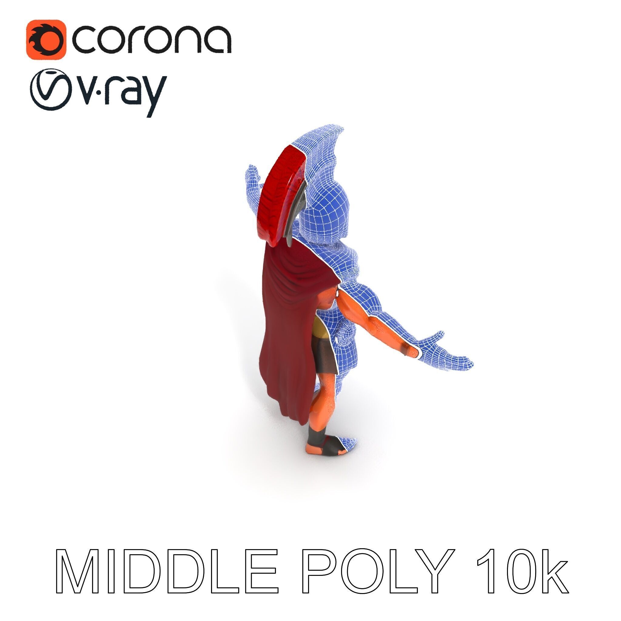 Spartan Warrior D Character Model Detailed Armor and Rigging Low-poly 3D model_22