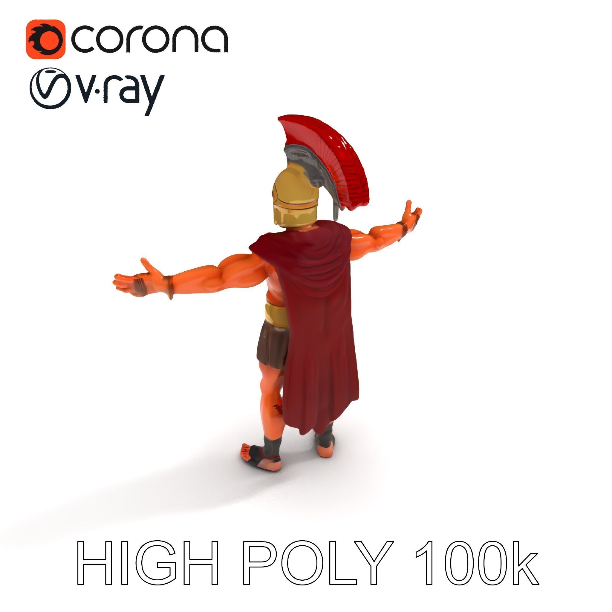 Spartan Warrior D Character Model Detailed Armor and Rigging Low-poly 3D model_32