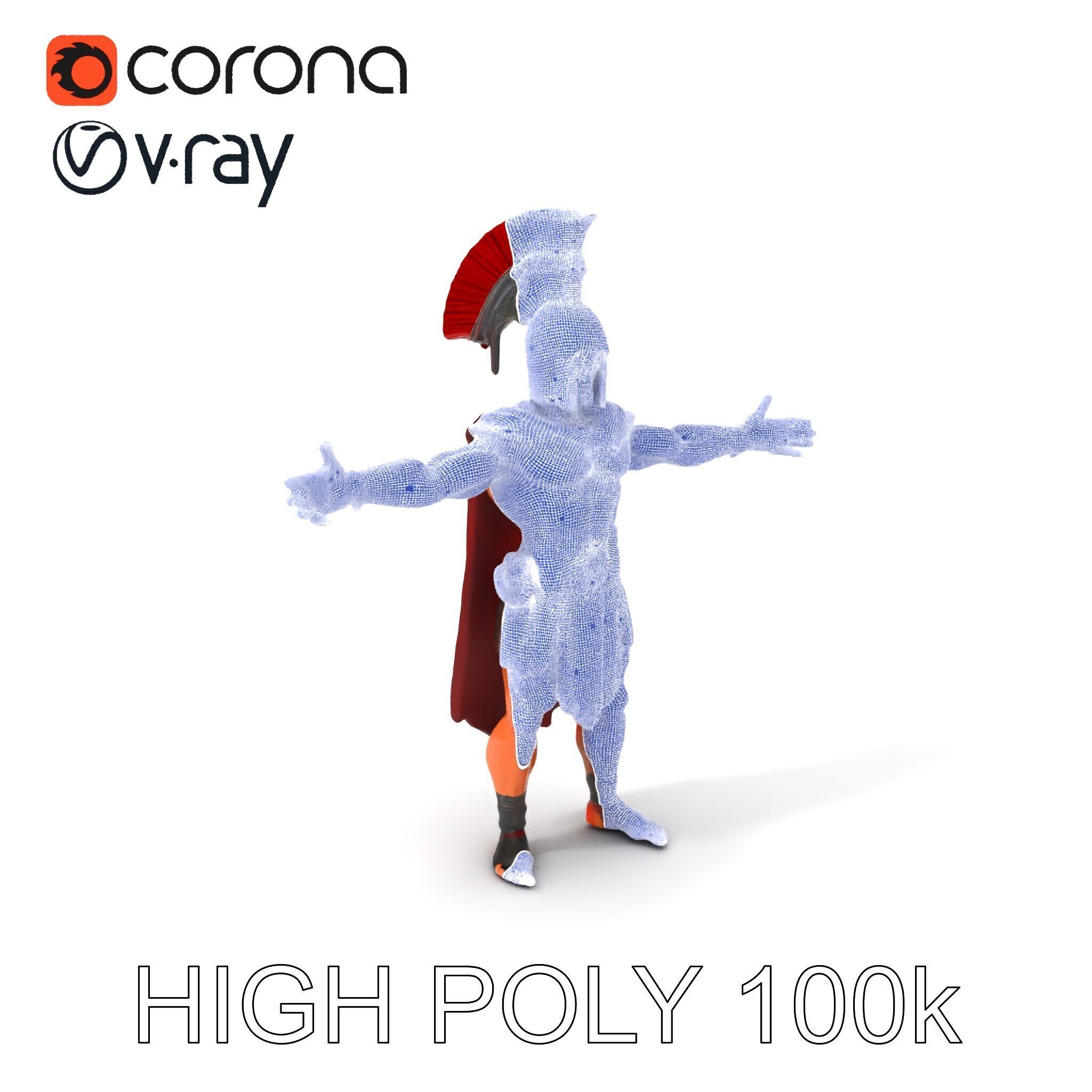 Spartan Warrior D Character Model Detailed Armor and Rigging Low-poly 3D model_3