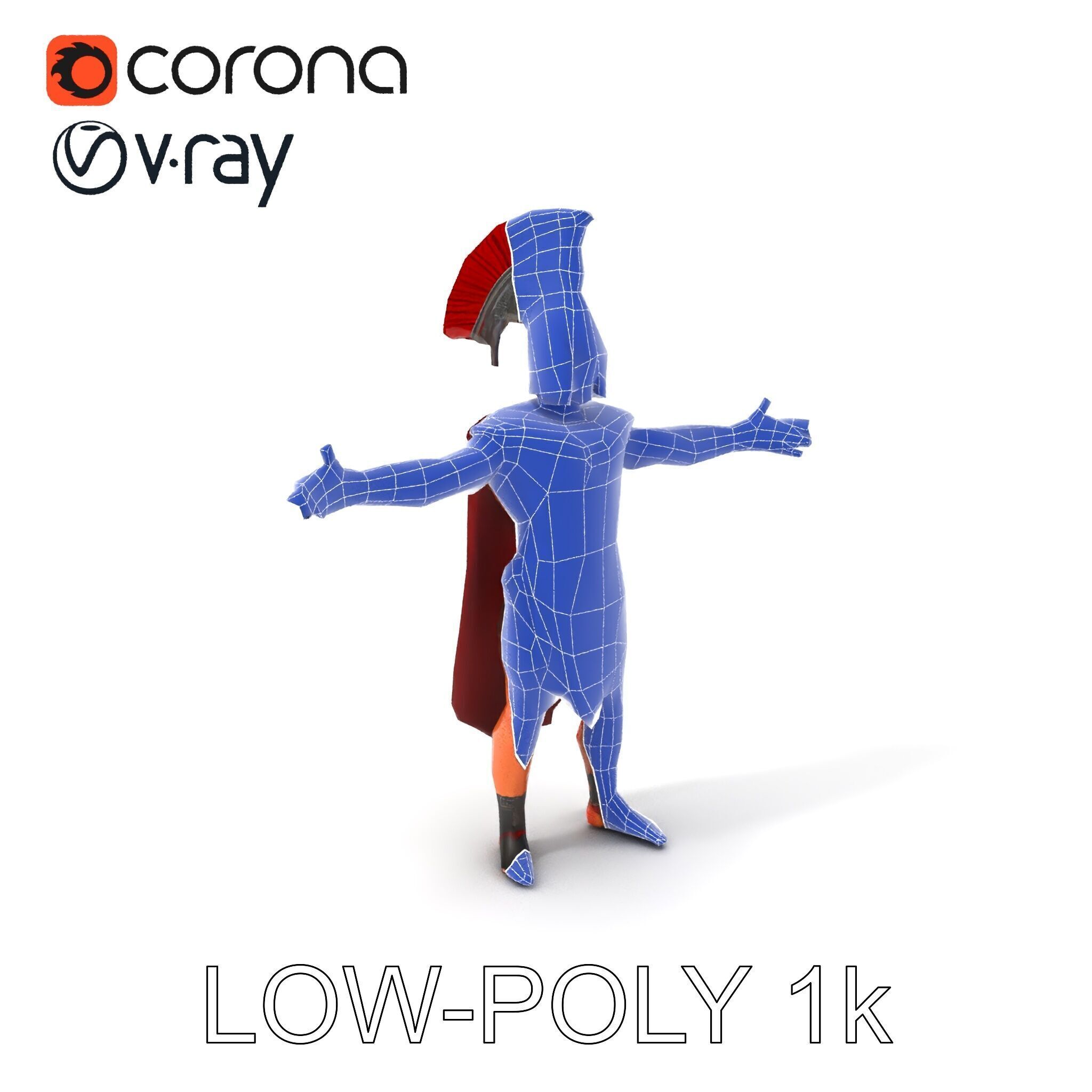 Spartan Warrior D Character Model Detailed Armor and Rigging Low-poly 3D model_28