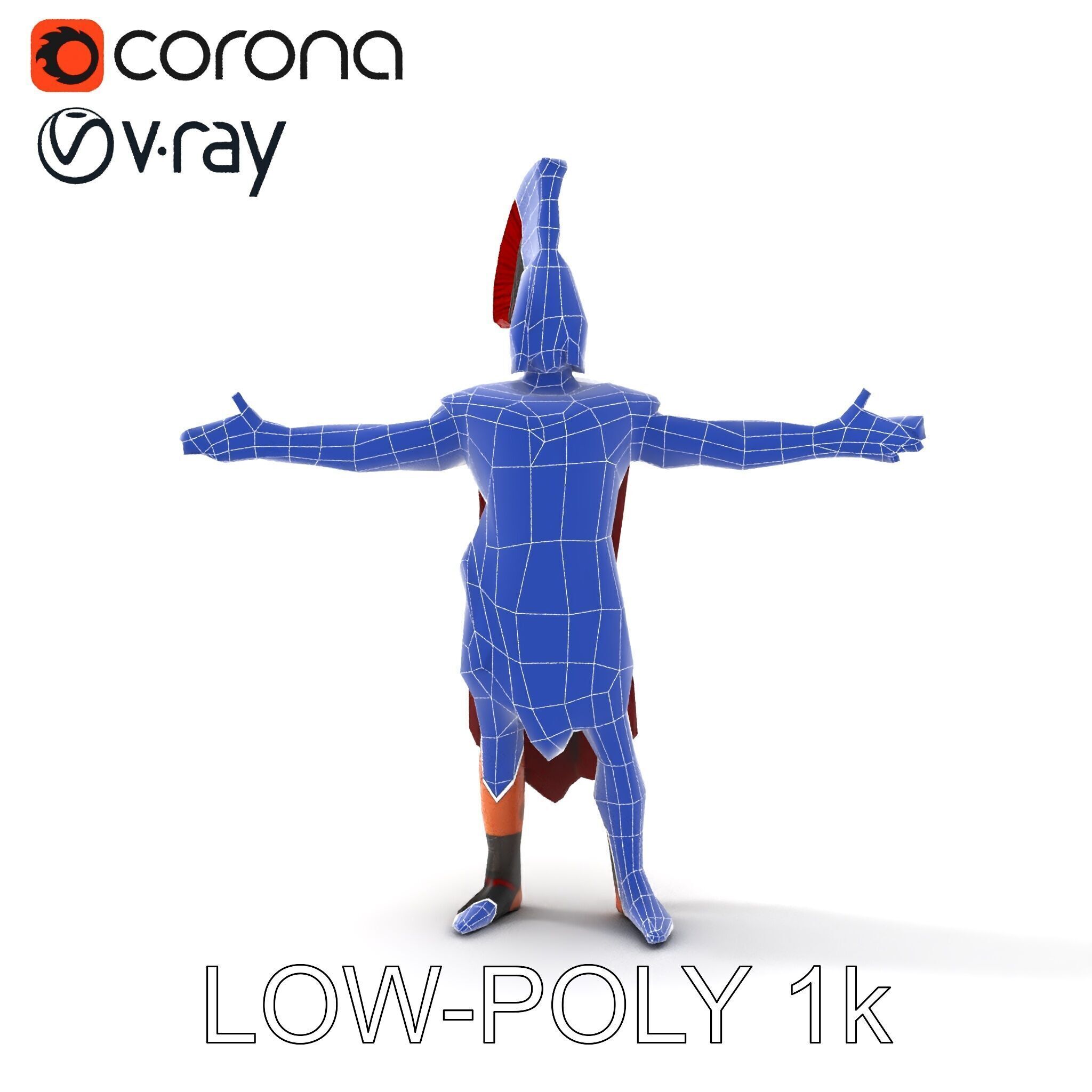 Spartan Warrior D Character Model Detailed Armor and Rigging Low-poly 3D model_9