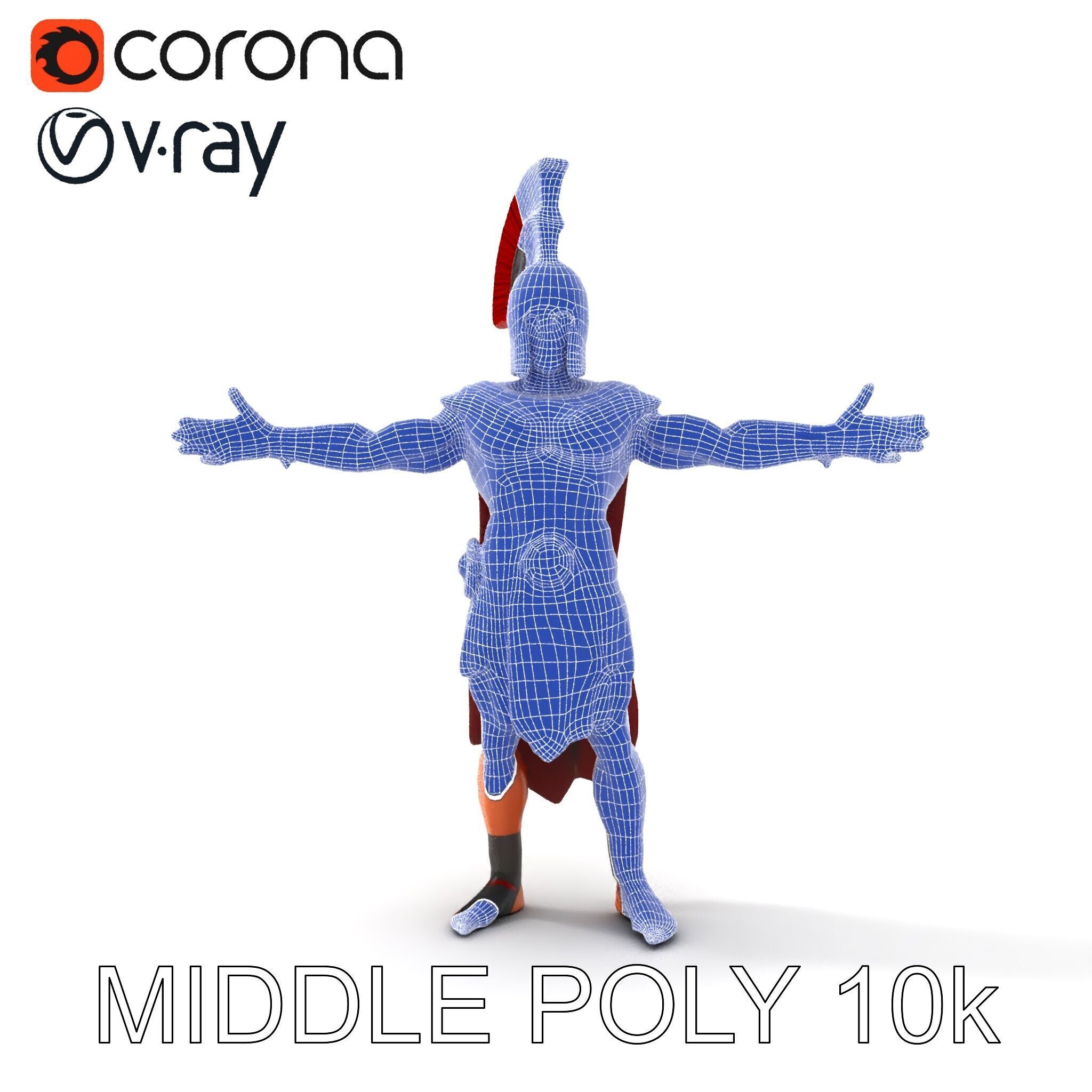 Spartan Warrior D Character Model Detailed Armor and Rigging Low-poly 3D model_33