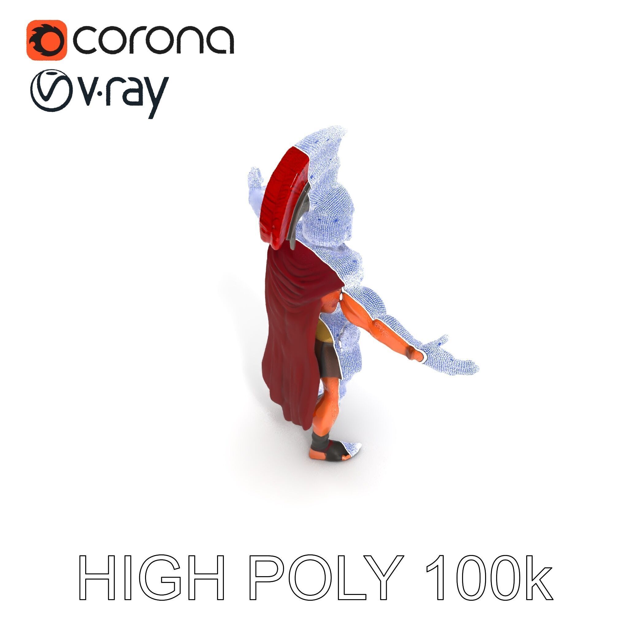 Spartan Warrior D Character Model Detailed Armor and Rigging Low-poly 3D model_13