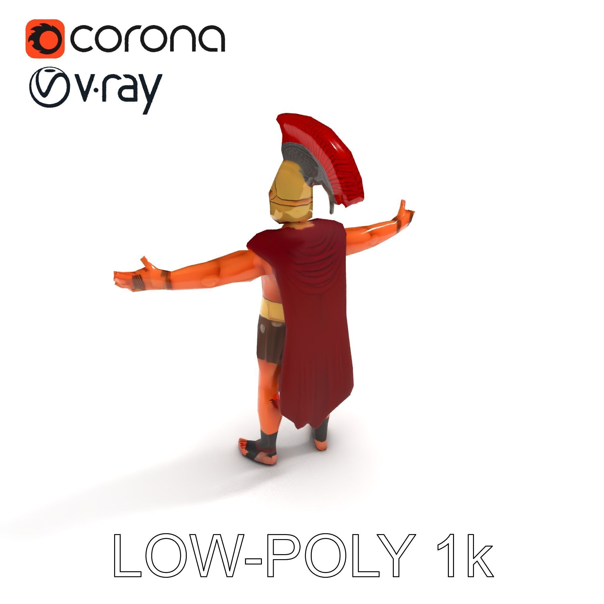 Spartan Warrior D Character Model Detailed Armor and Rigging Low-poly 3D model_15