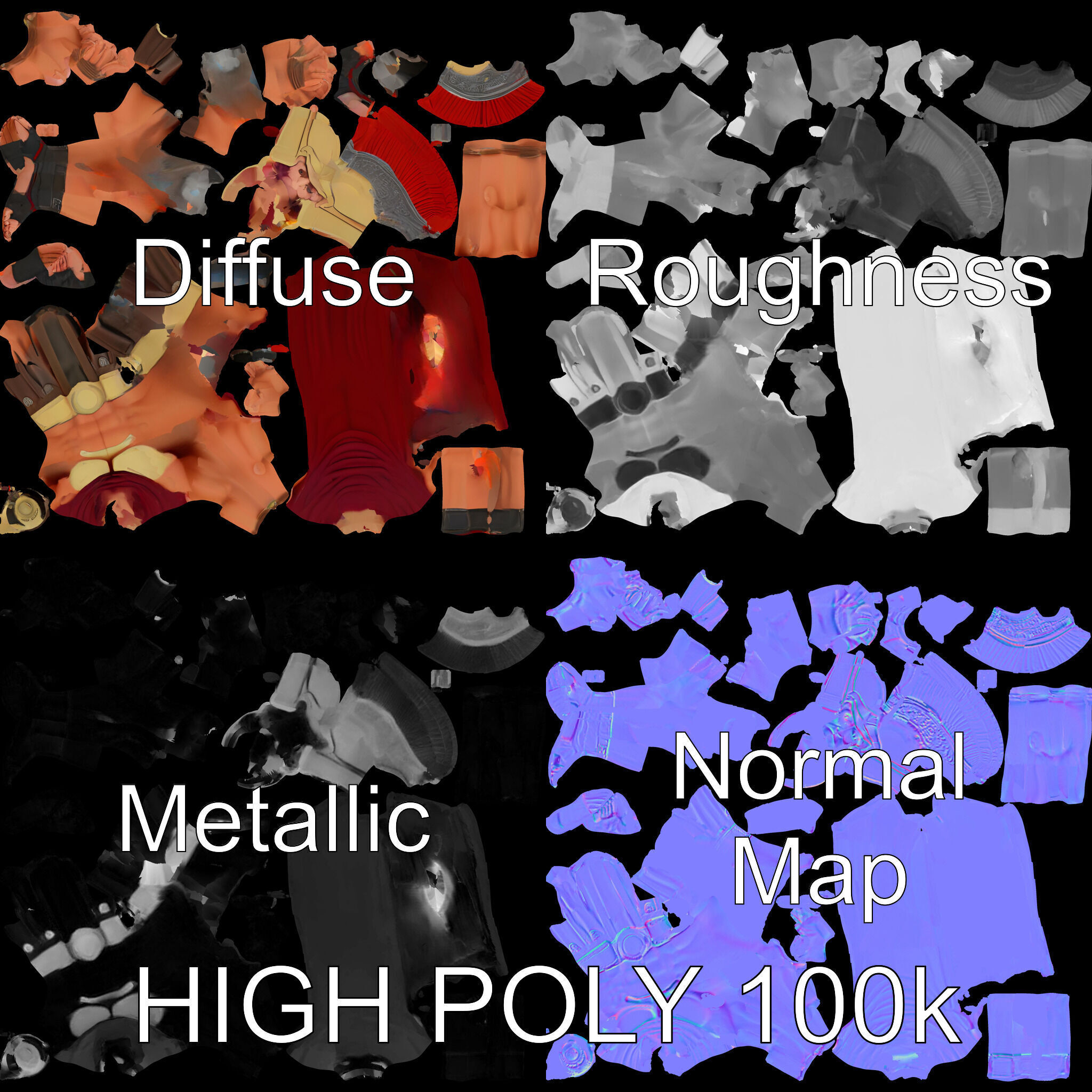 Spartan Warrior D Character Model Detailed Armor and Rigging Low-poly 3D model_2