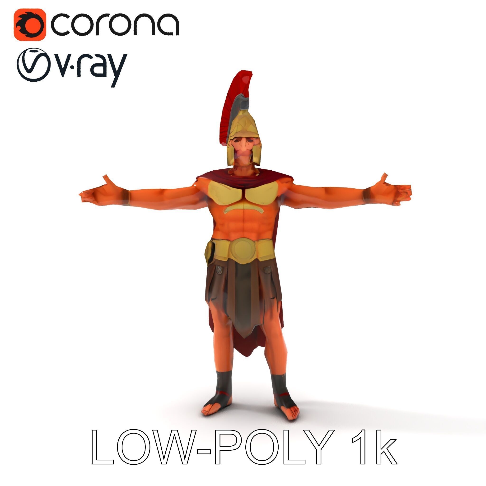 Spartan Warrior D Character Model Detailed Armor and Rigging Low-poly 3D model_18