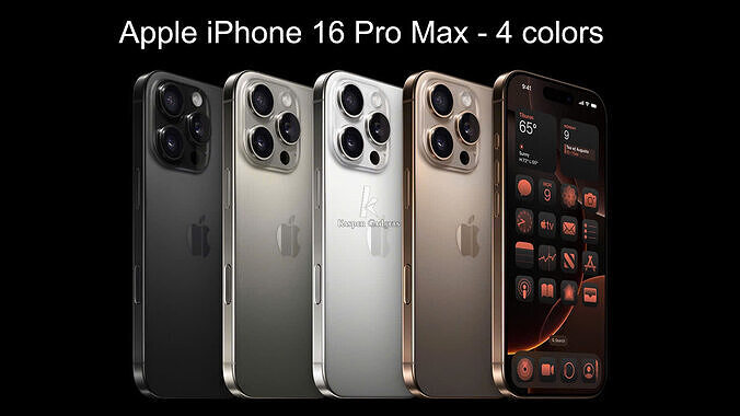 Apple iPhone 16 Pro Max Black White Desert Natural Titanium 3D print model