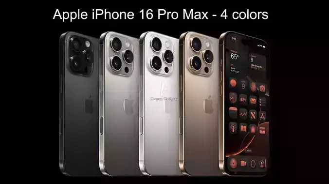 Apple iPhone 16 Pro Max Black White Desert Natural Titanium 3D print model Apple iPhone 16 Pro Max Black White Desert Natural Titanium 3D print model