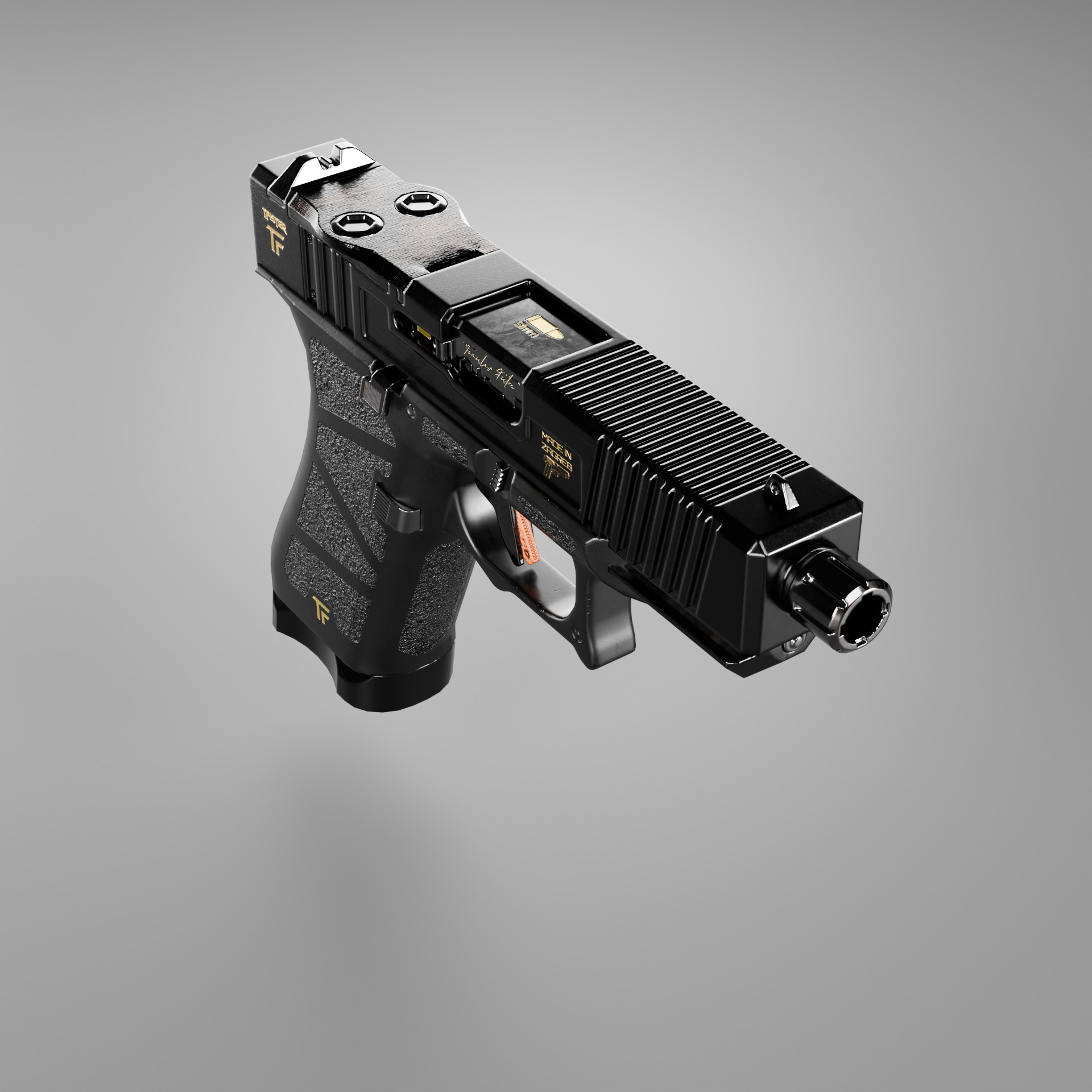 Glock Gemist MK2 Handgun Low-poly 3D model_5