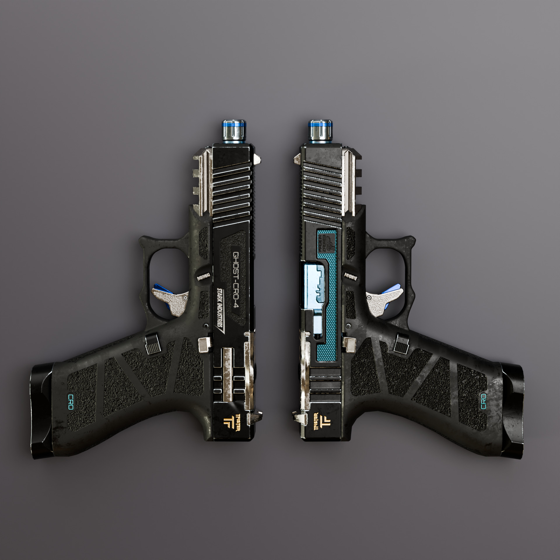 Glock Gemist MK2 Handgun Low-poly 3D model_9