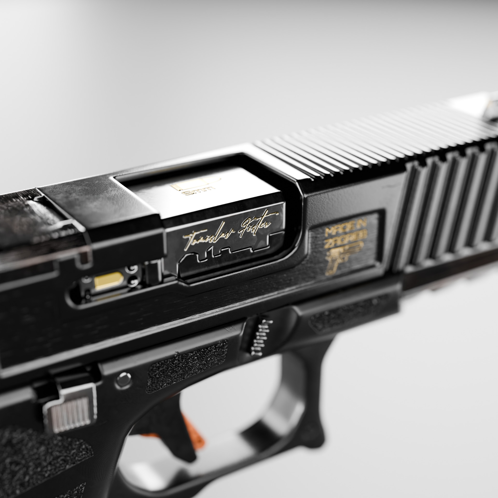 Glock Gemist MK2 Handgun Low-poly 3D model_11