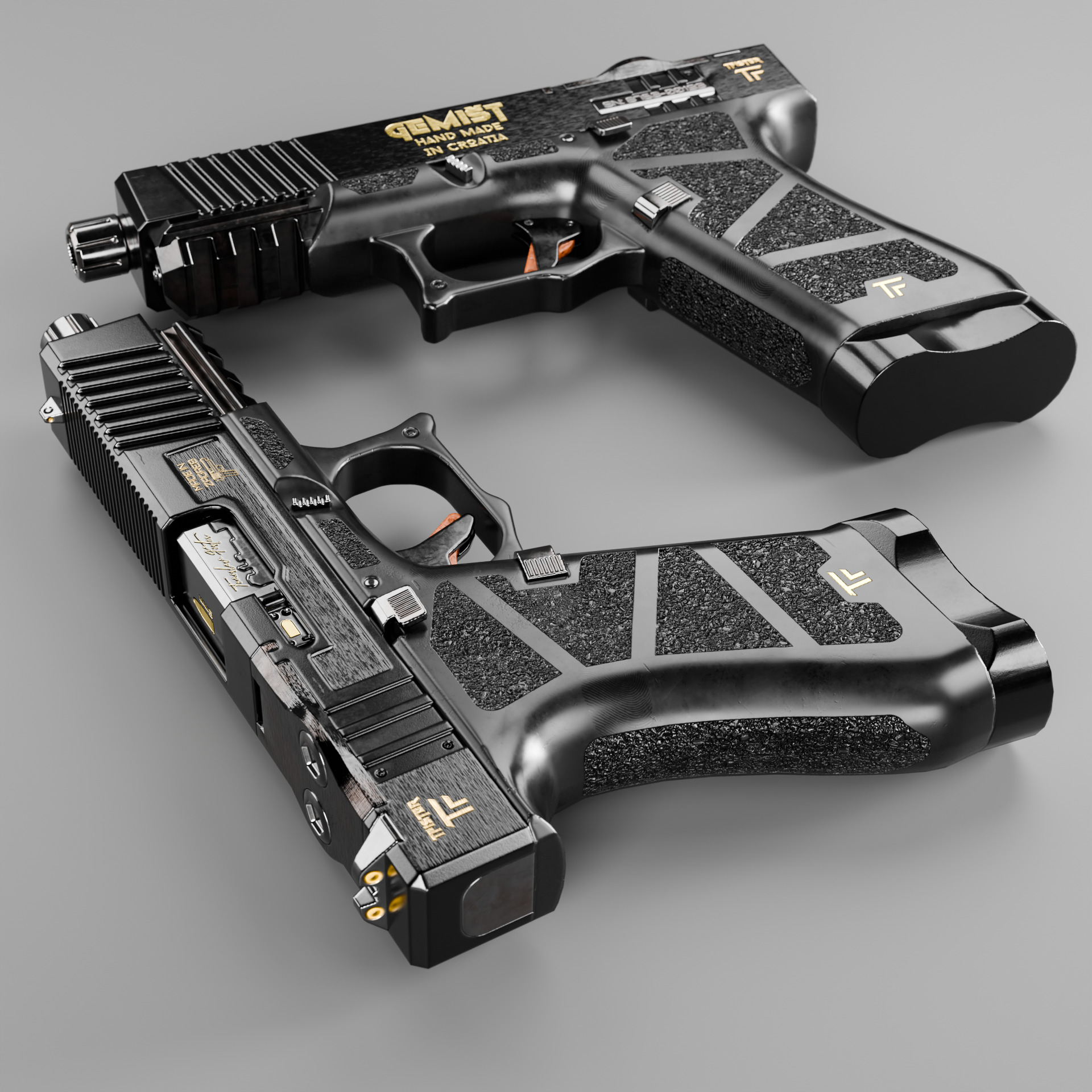 Glock Gemist MK2 Handgun Low-poly 3D model_8