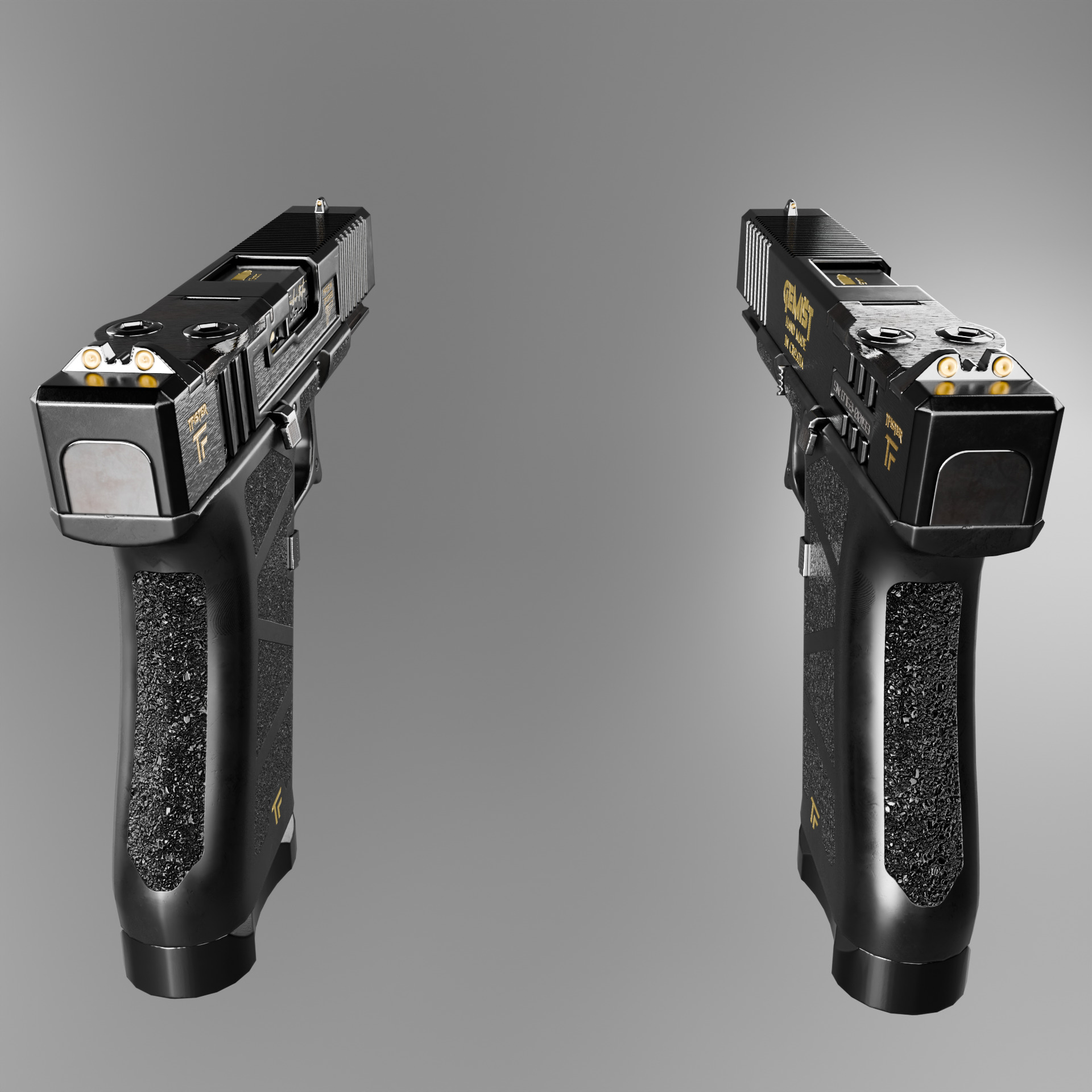 Glock Gemist MK2 Handgun Low-poly 3D model_3