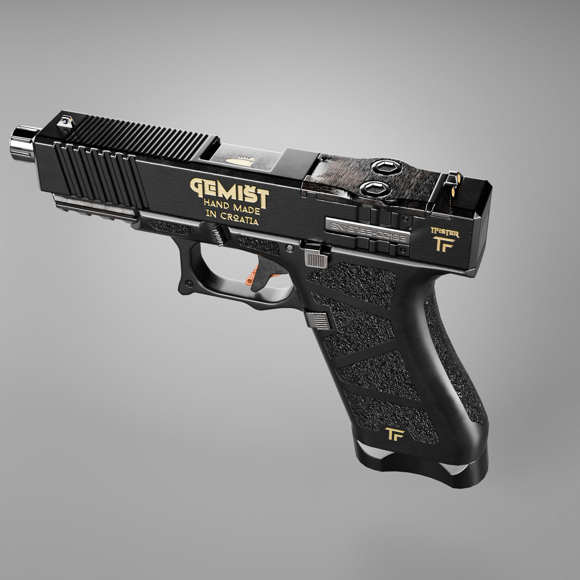 Glock Gemist MK2 Handgun Low-poly 3D model_6