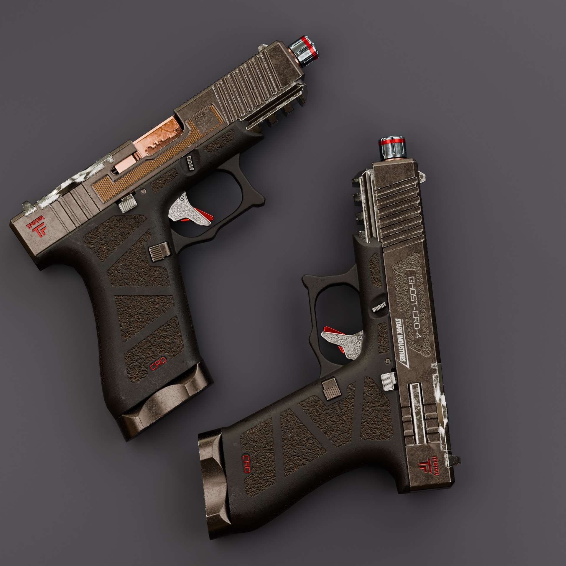 Glock Gemist MK2 Handgun Low-poly 3D model_2