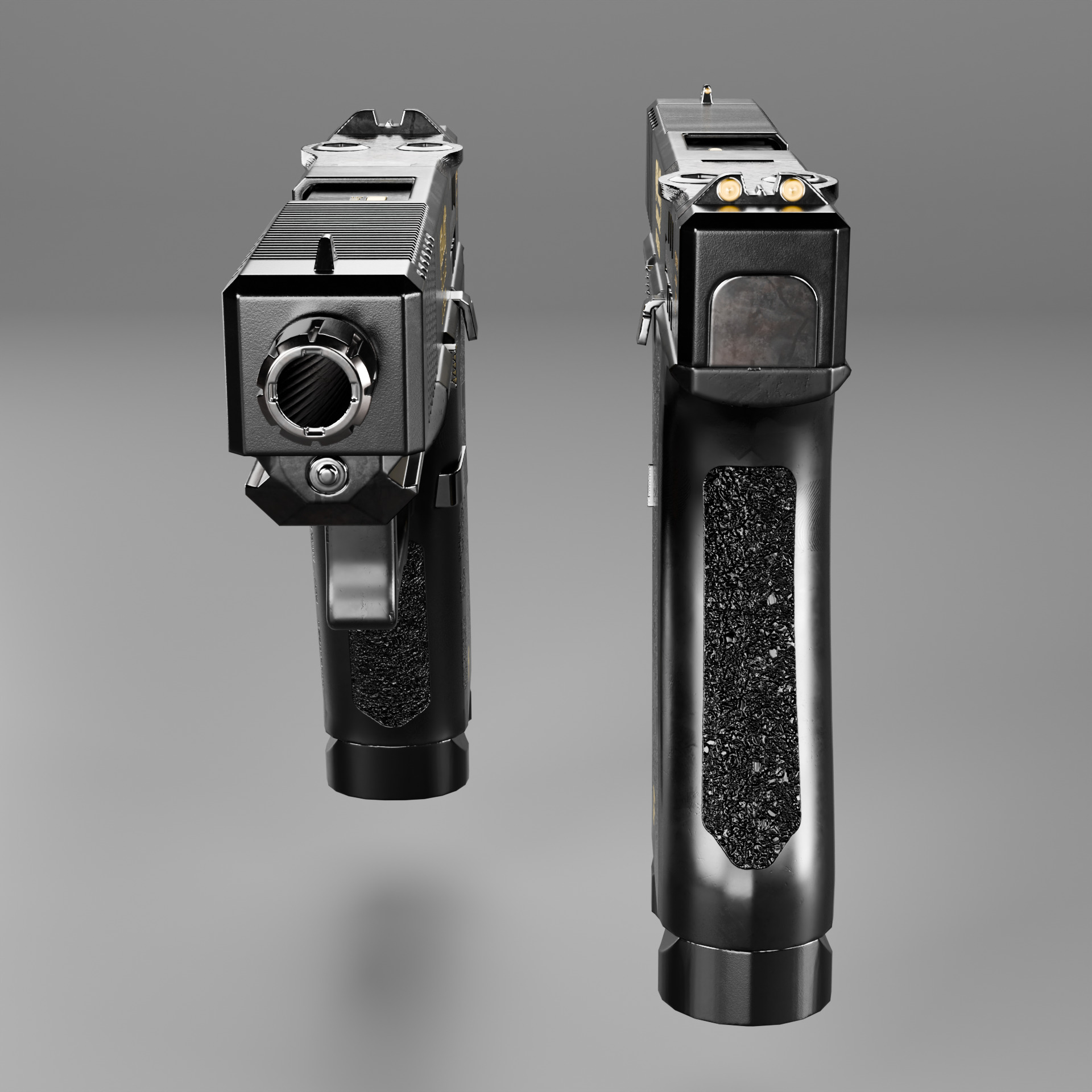 Glock Gemist MK2 Handgun Low-poly 3D model_7