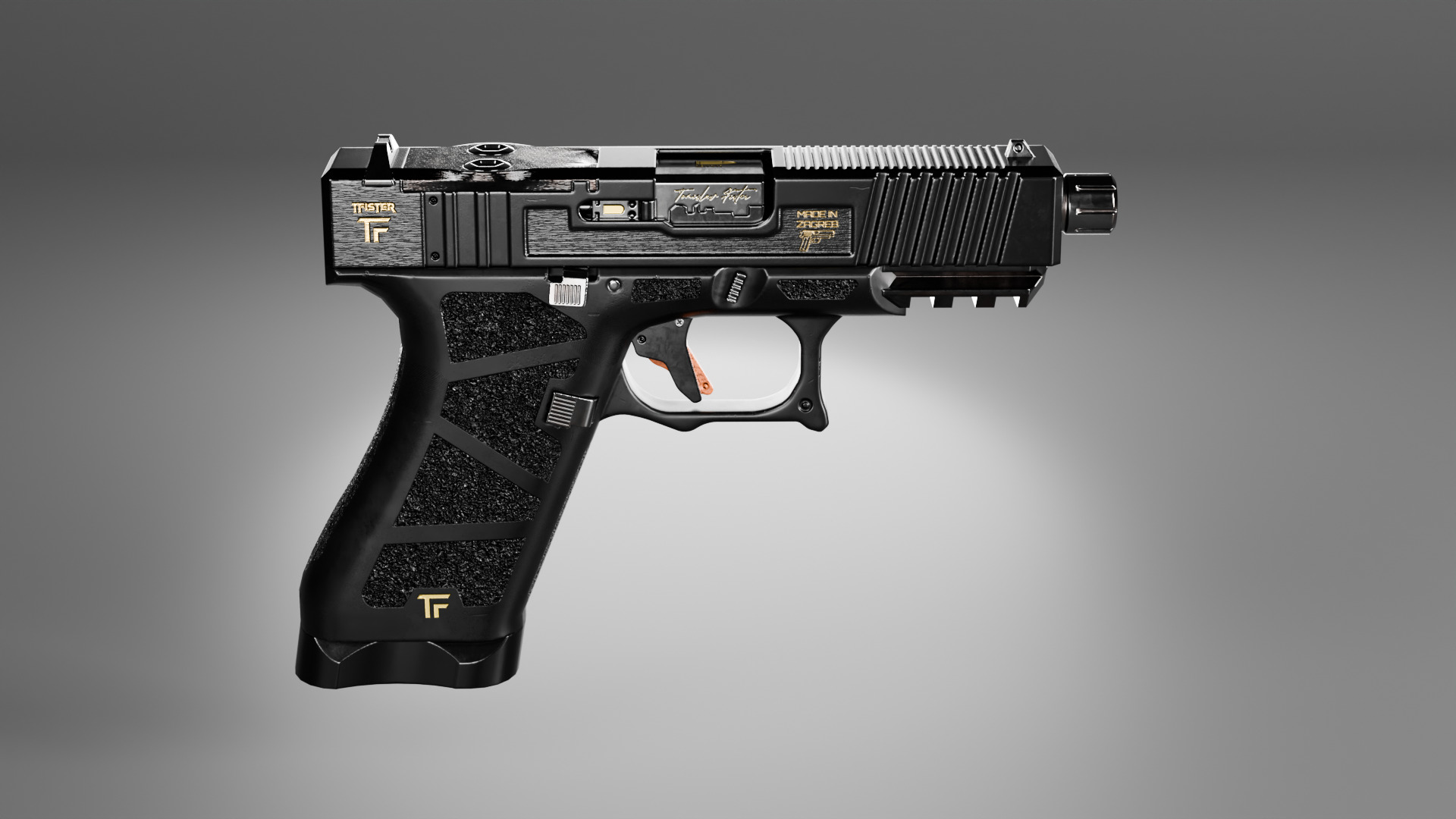 Glock Gemist MK2 Handgun Low-poly 3D model_1