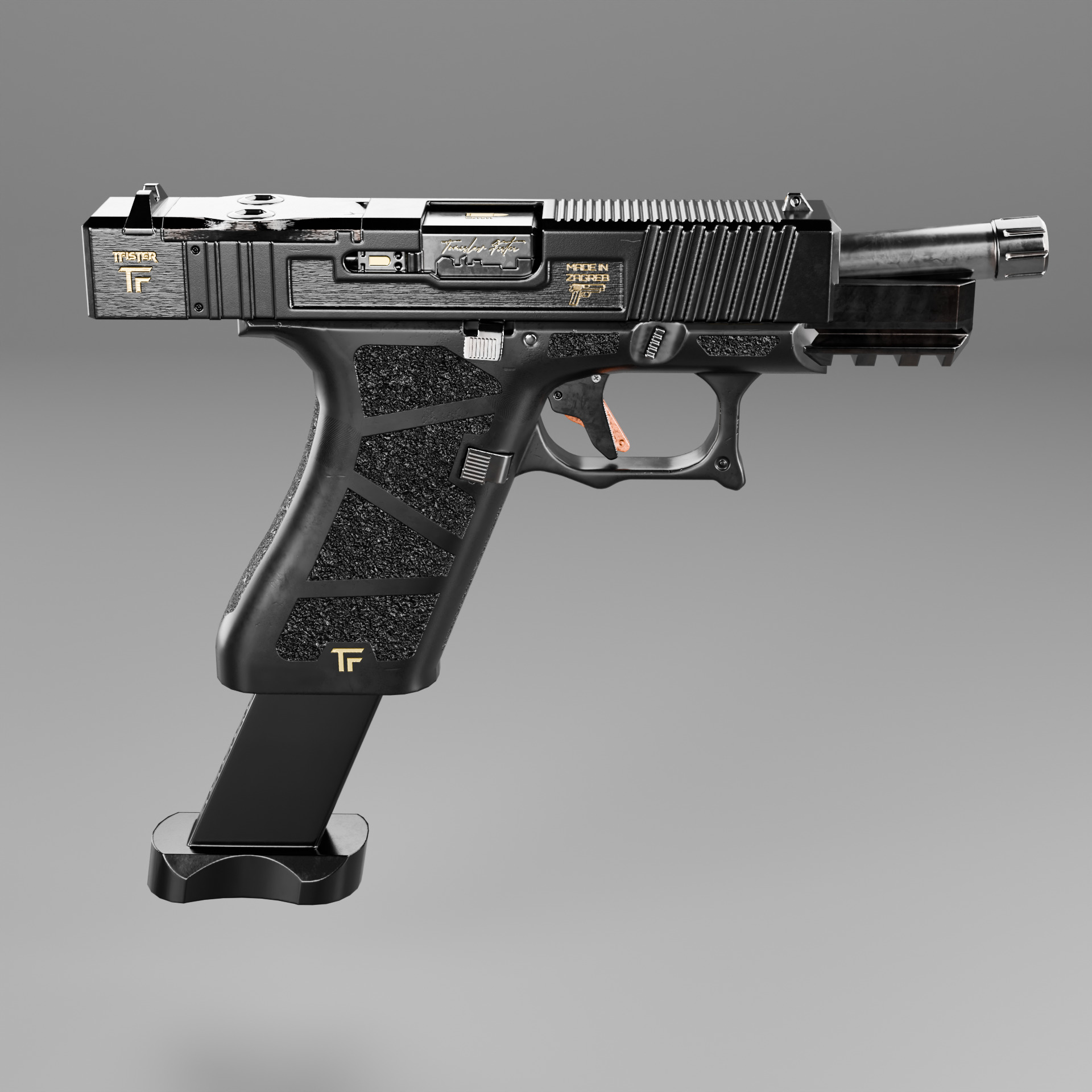 Glock Gemist MK2 Handgun Low-poly 3D model_10