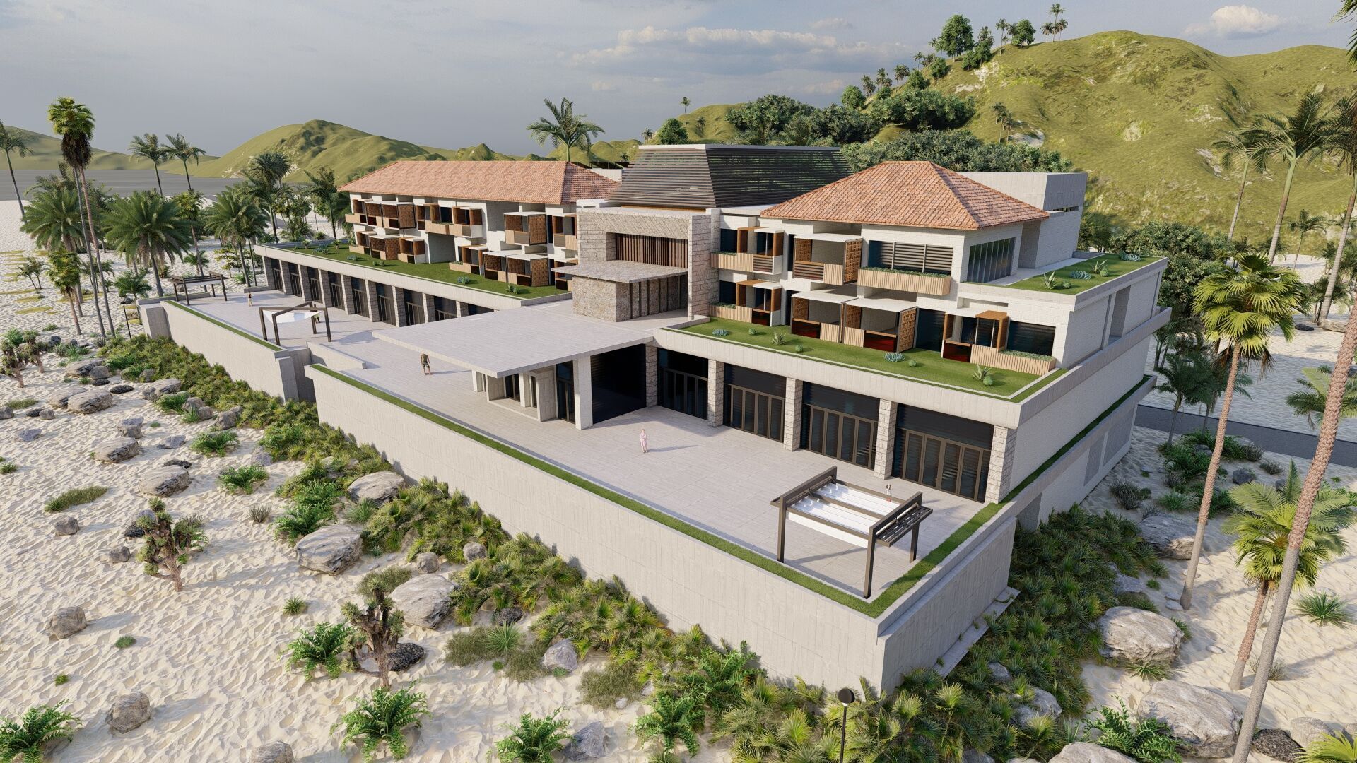 Hotel Beach-Hotel Beach Resort 3D model_1