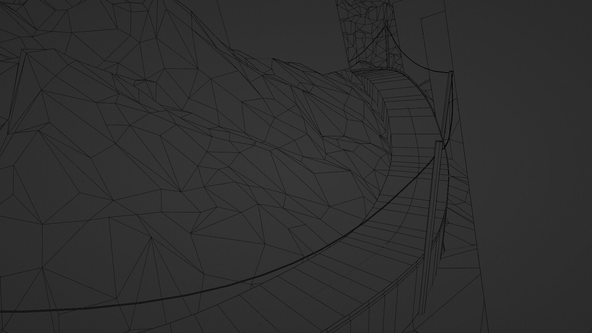 Realistic Stylized Mountain Terrain with Curved Road Low-poly 3D model_19