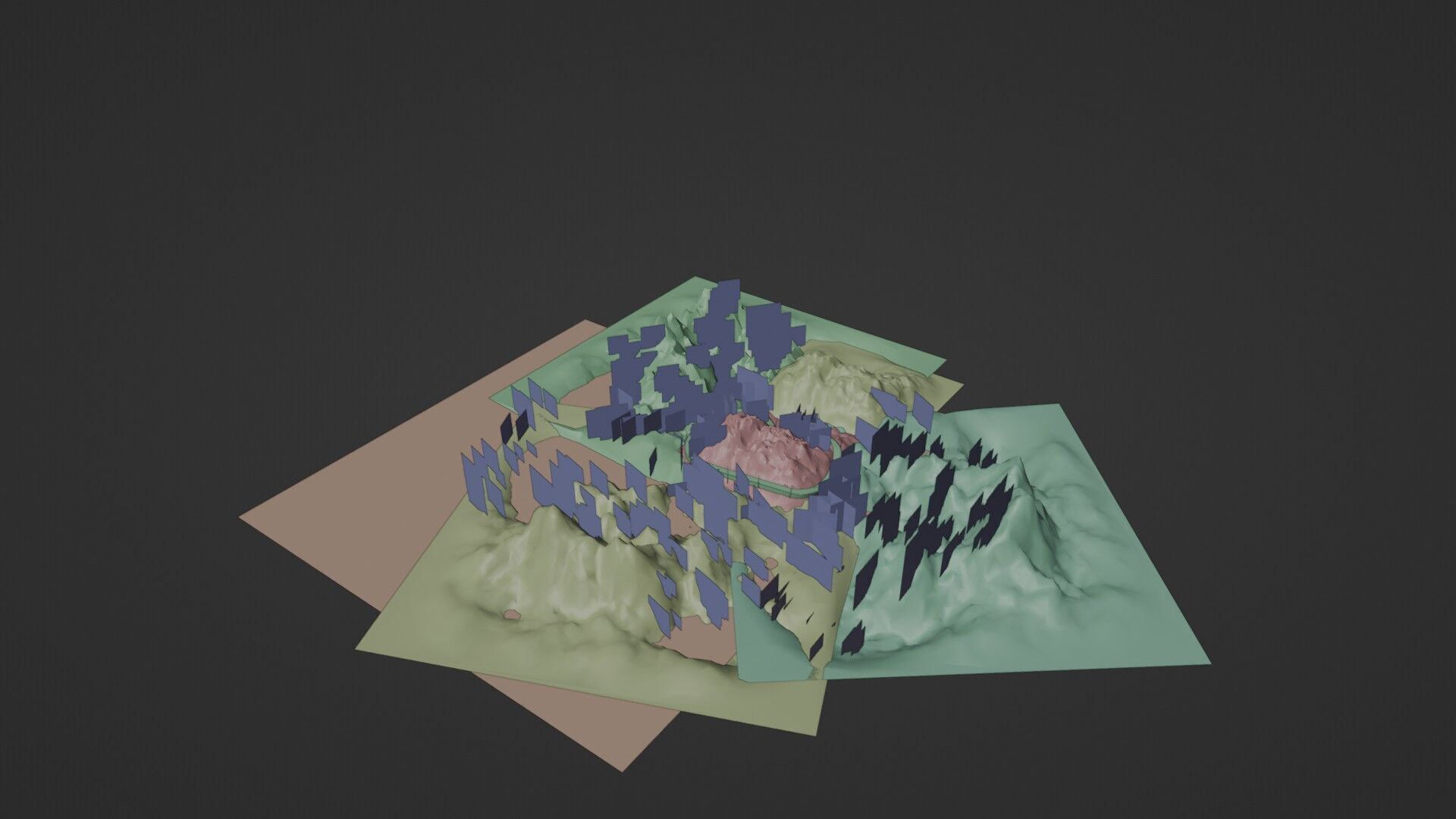 Realistic Stylized Mountain Terrain with Curved Road Low-poly 3D model_13