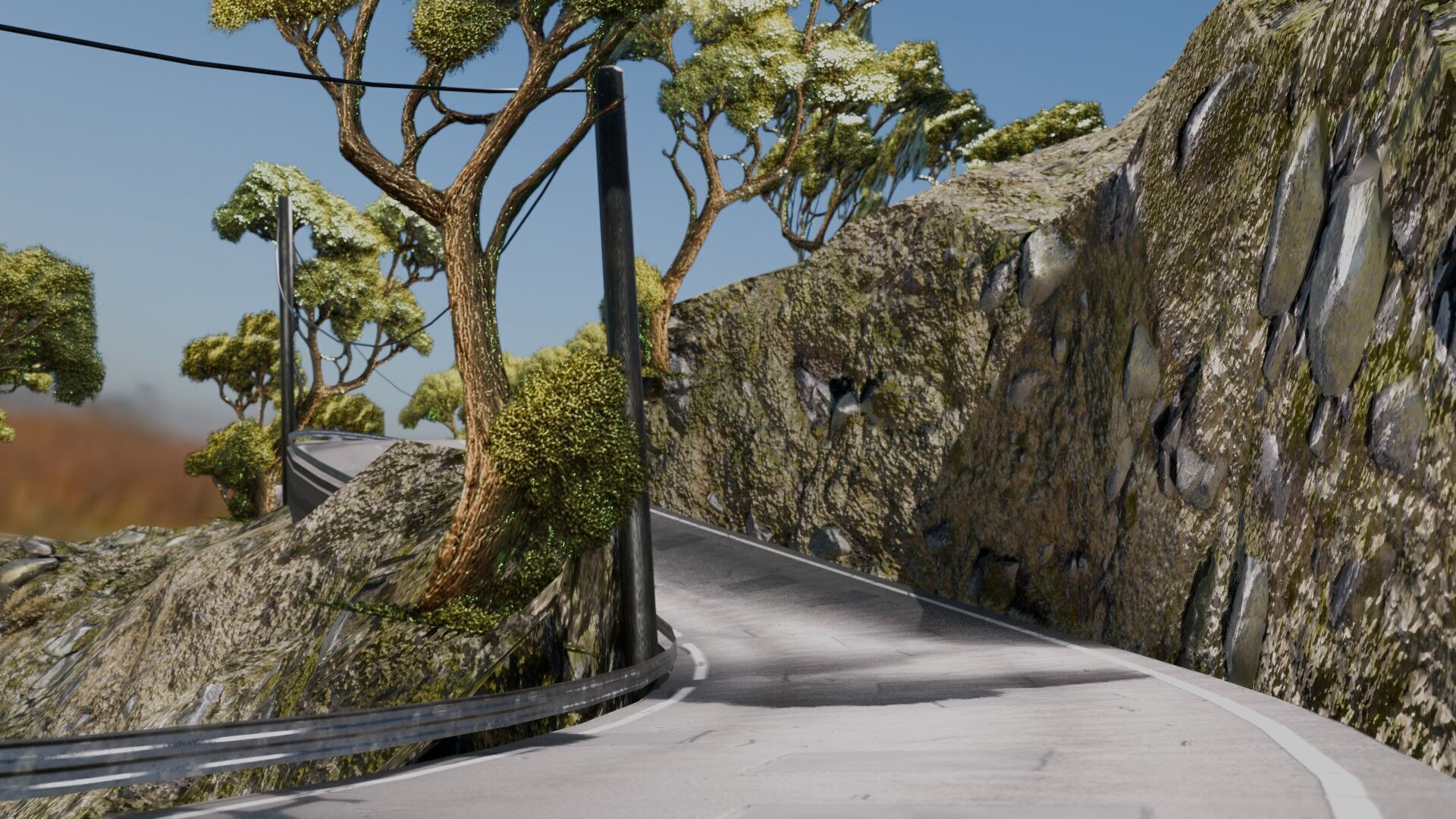 Realistic Stylized Mountain Terrain with Curved Road Low-poly 3D model_4