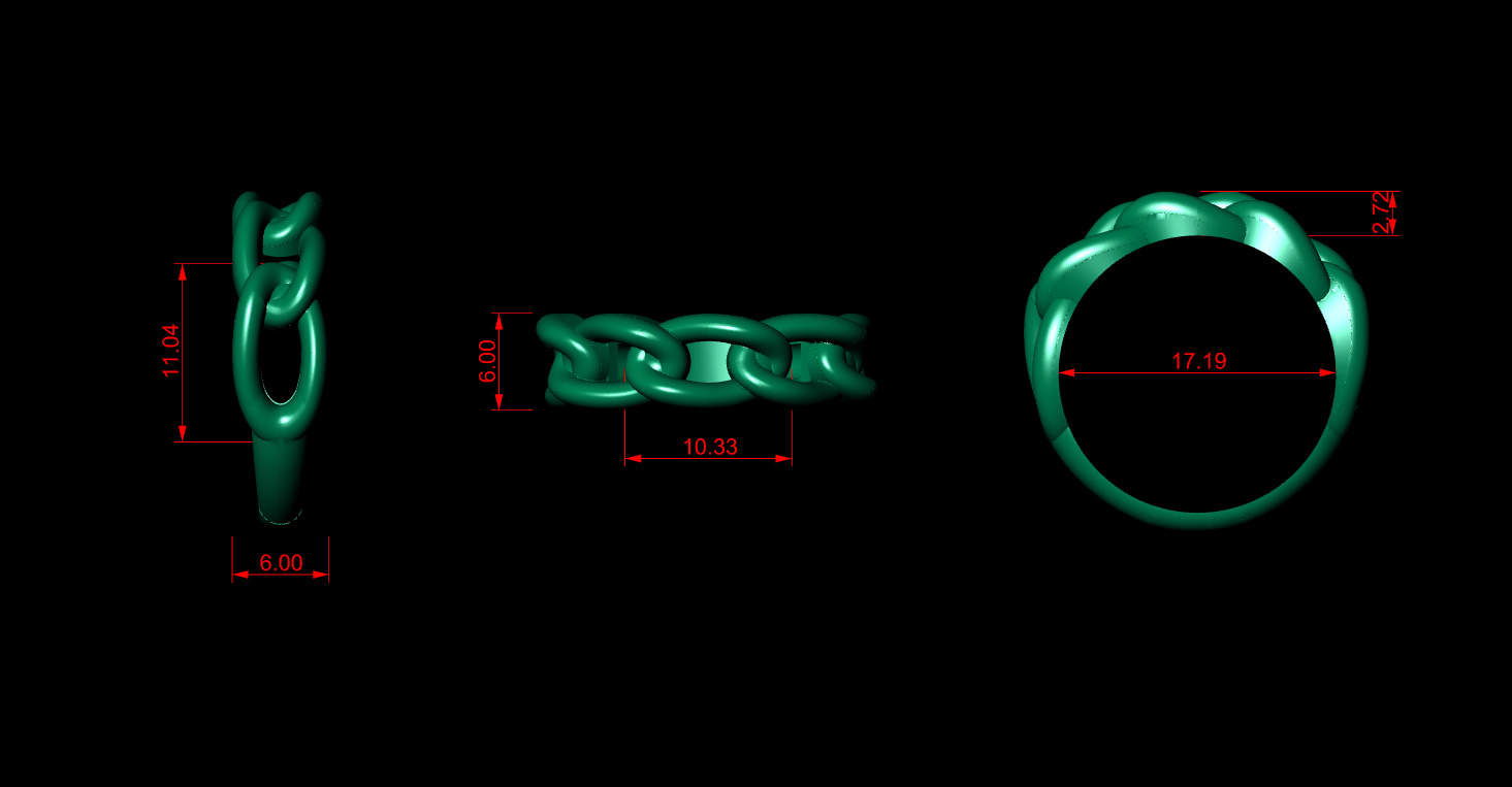 Cuban Chain Ring 3D print model_1