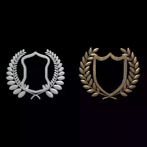 Shield Silhouette and Laurel Wreath 3D model