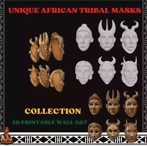 African Tribal Mask Collection Vol 1 Unique Design Wall Ar 3D print model