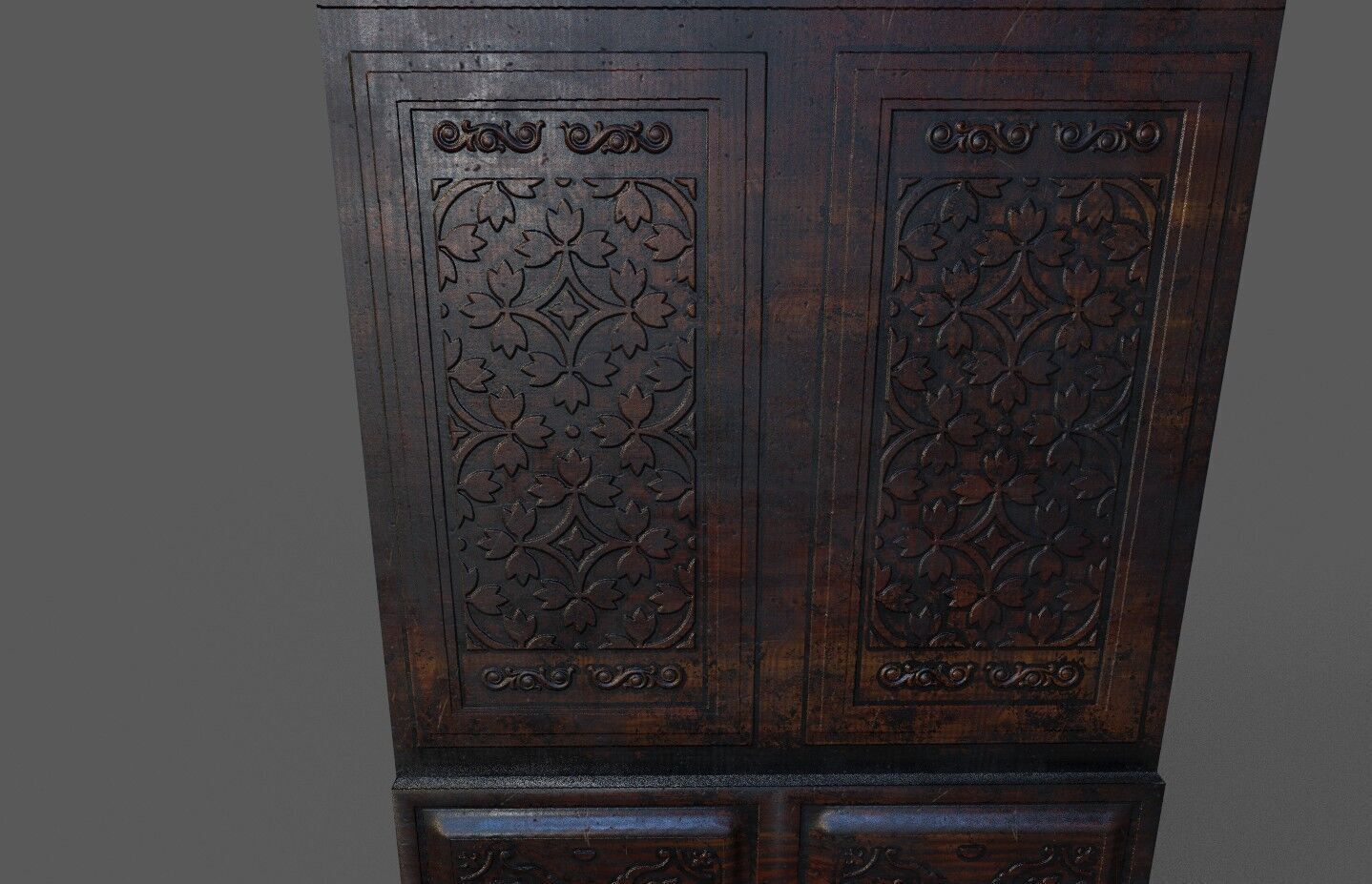 Old Wood Wall Low-poly 3D model_4