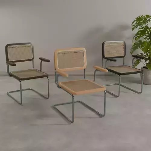 Wood Rattan Dining Chair with Restarm Model 2 - Game Ready 