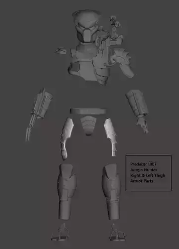 Predator 1987 Jungle Hunter Right - Left Thigh Armor Parts 3D print model
