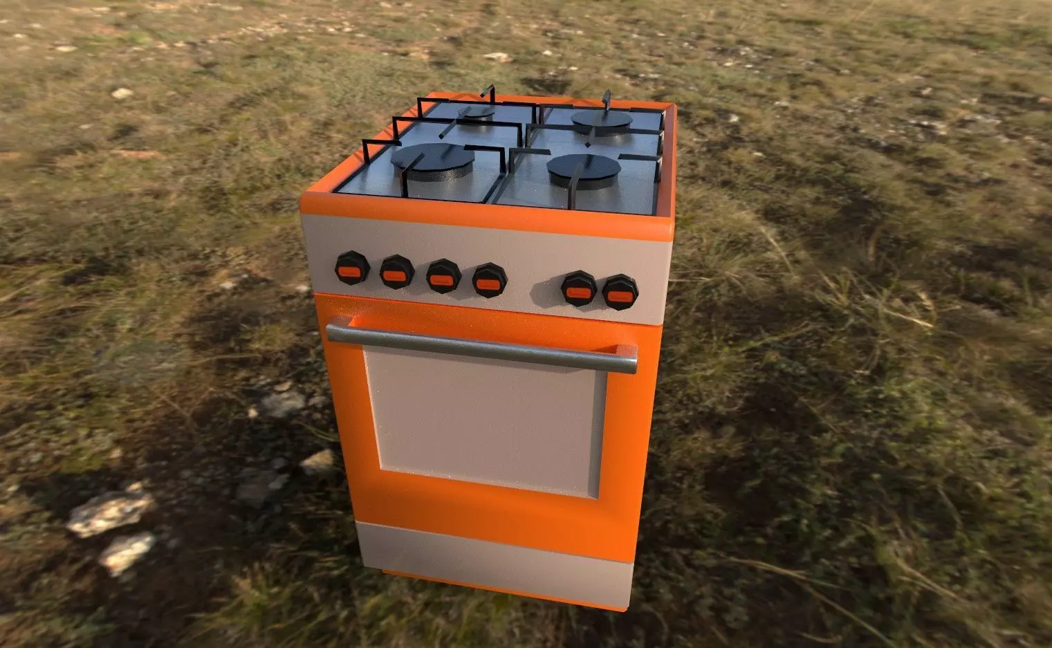 Gas Stove Low-poly 3D model_0