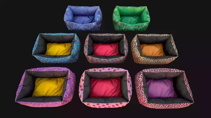 Bed Pet Pillow for Cats and Dogs Zoo Furniture Low-poly 3D model