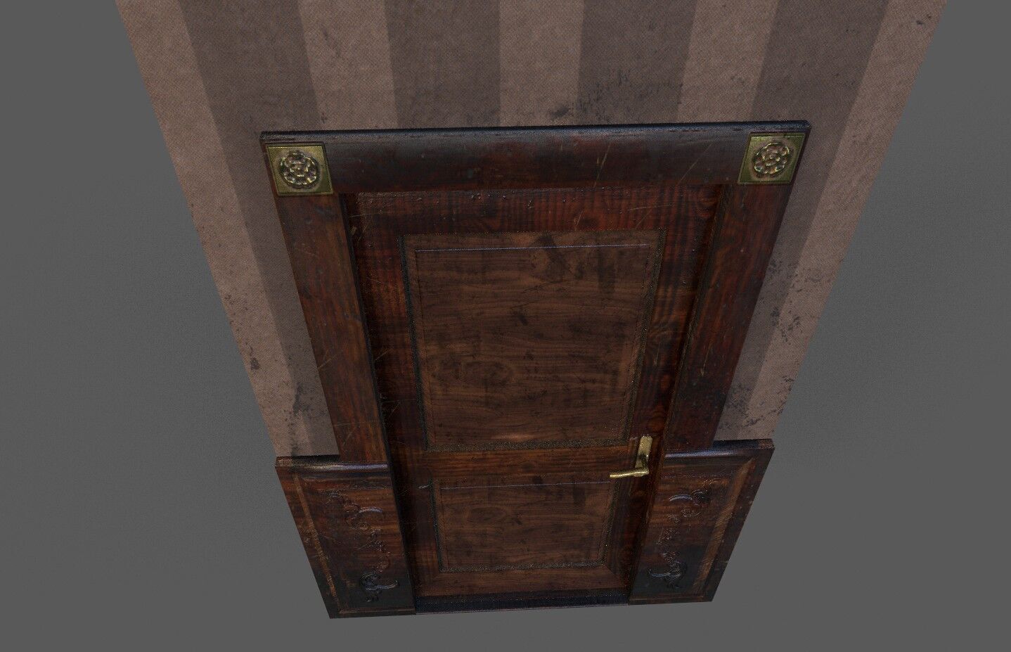Old Wood Door Paper Low-poly 3D model_3