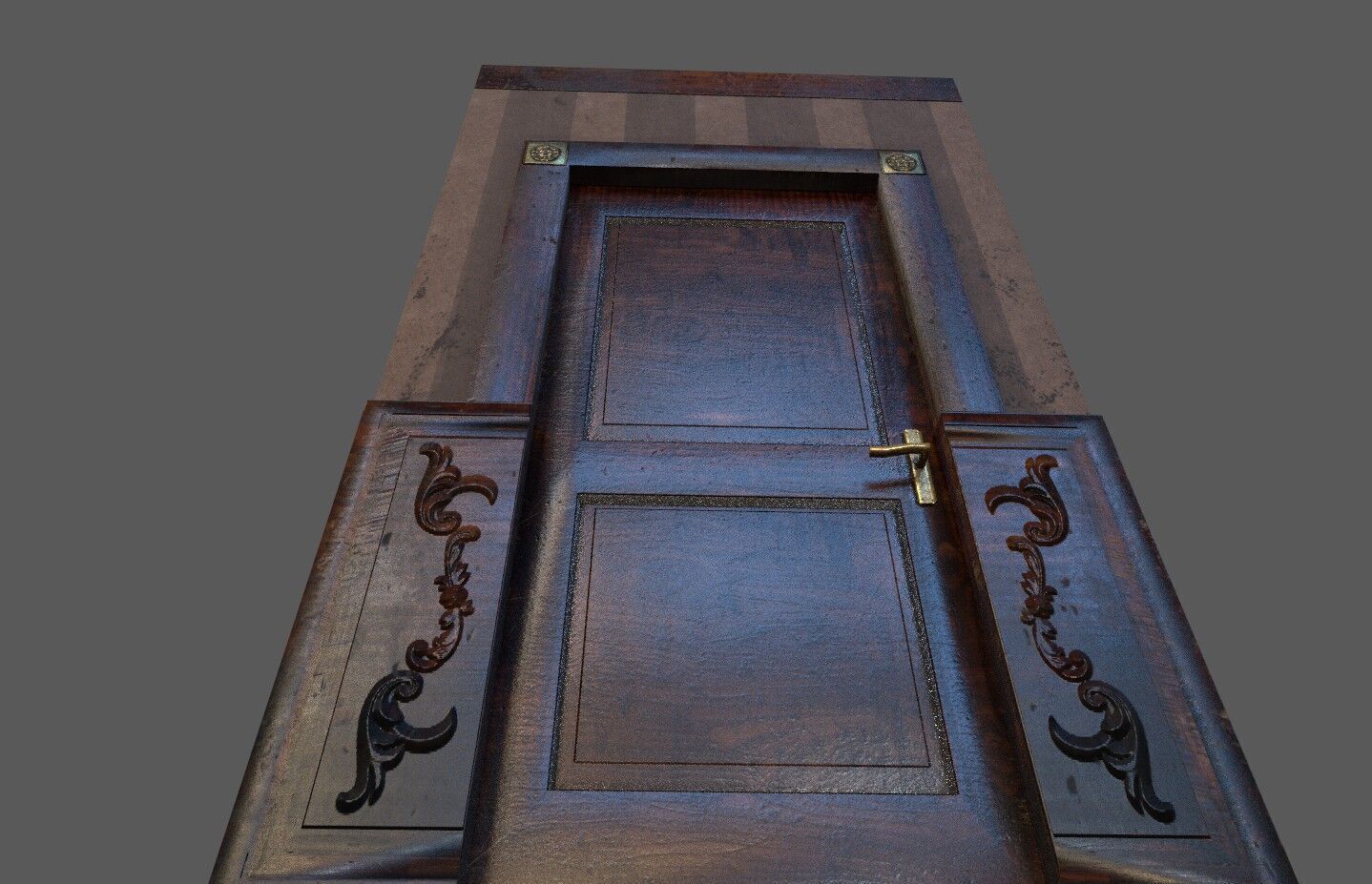 Old Wood Door Paper Low-poly 3D model_2