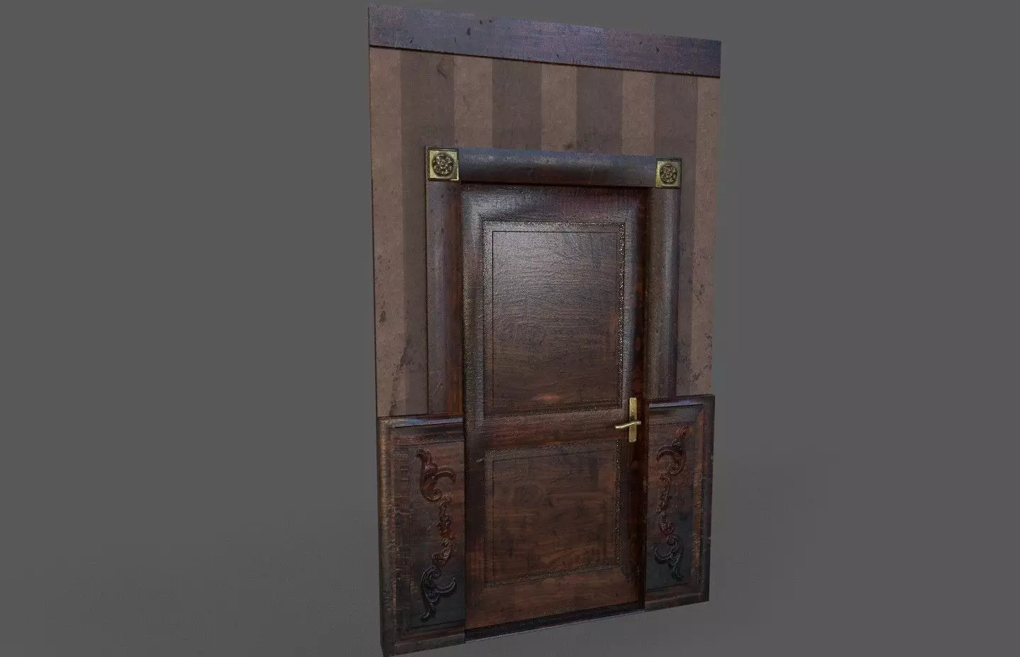 Old Wood Door Paper Low-poly 3D model_0
