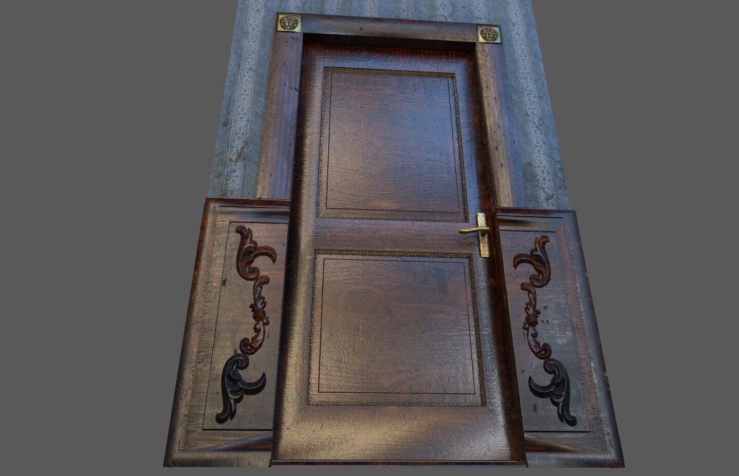 Old Wood Door Paper Low-poly 3D model_2