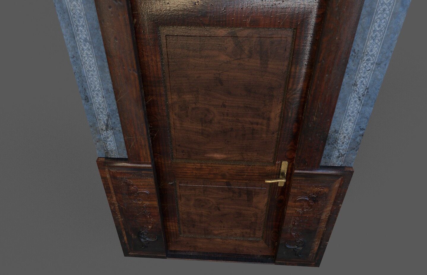 Old Wood Door Paper Low-poly 3D model_3