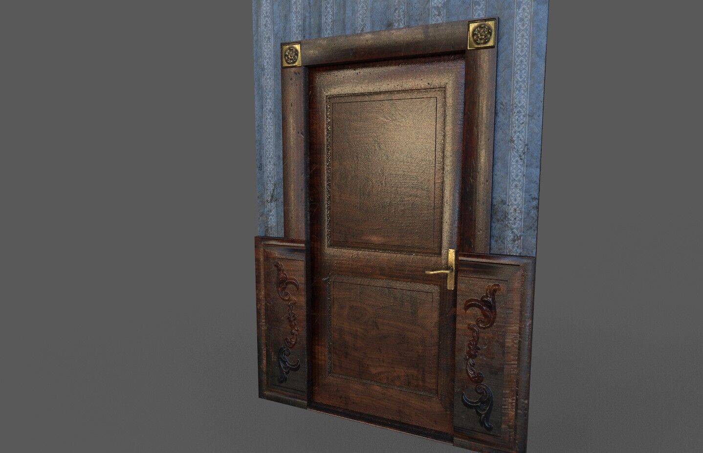 Old Wood Door Paper Low-poly 3D model_1