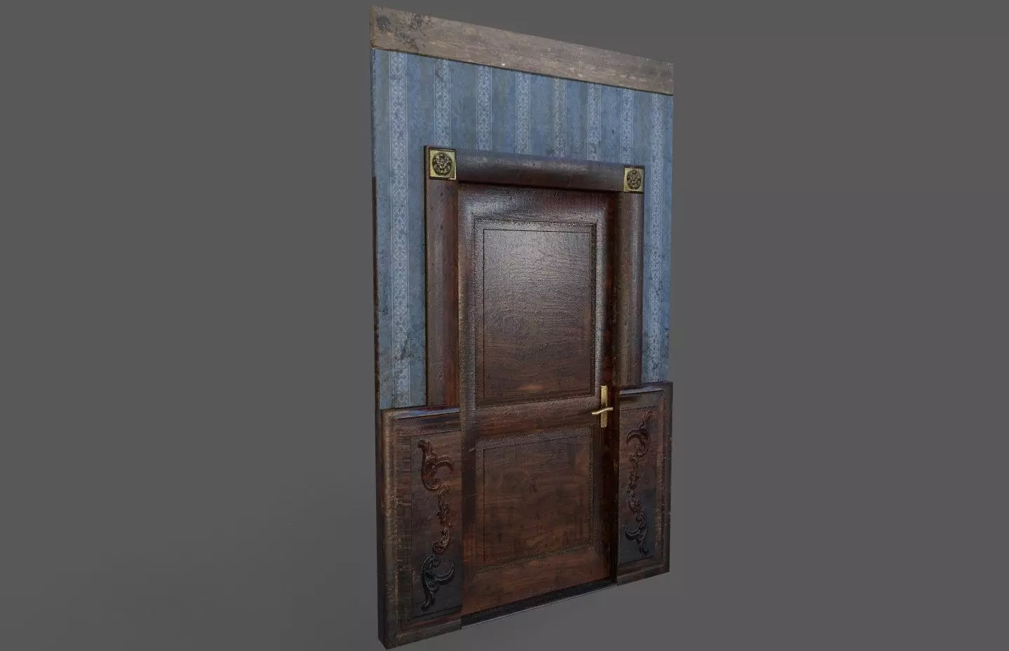 Old Wood Door Paper Low-poly 3D model_0