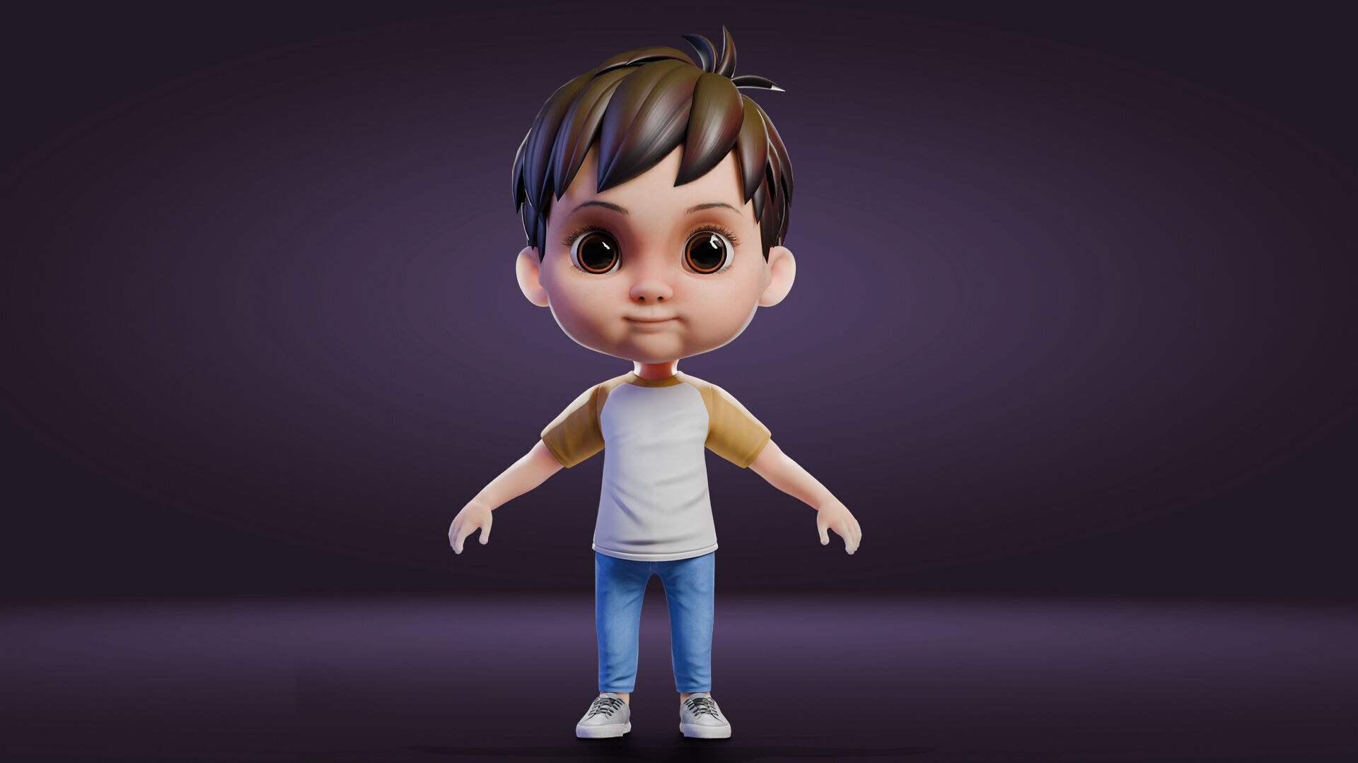 Cartoon Cute Boy Low-poly 3D model_13