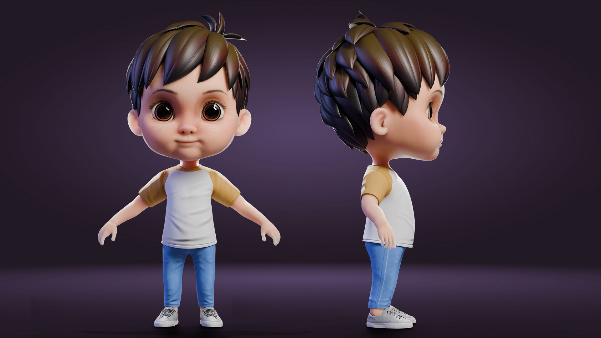 Cartoon Cute Boy Low-poly 3D model_21