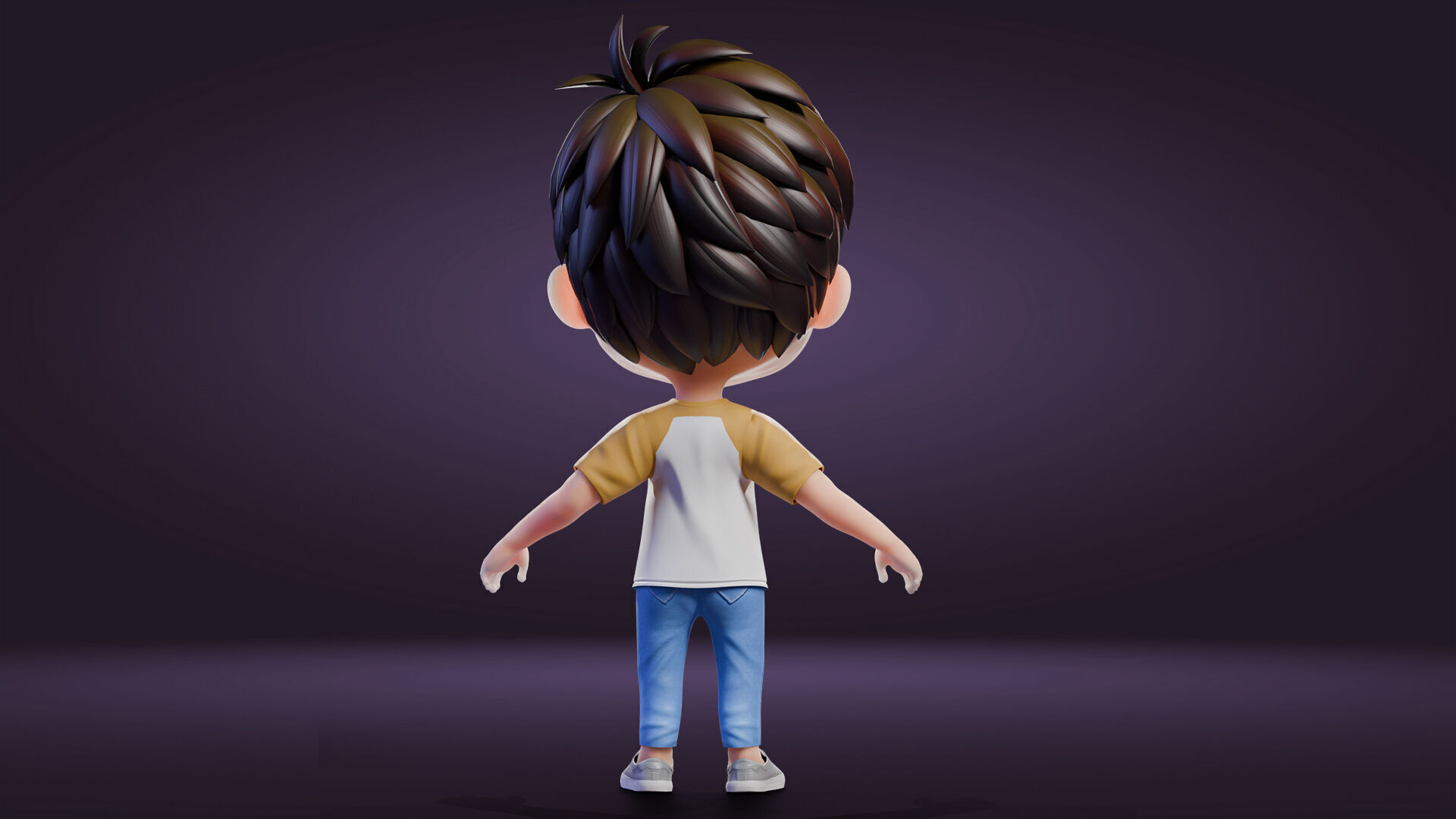 Cartoon Cute Boy Low-poly 3D model_19