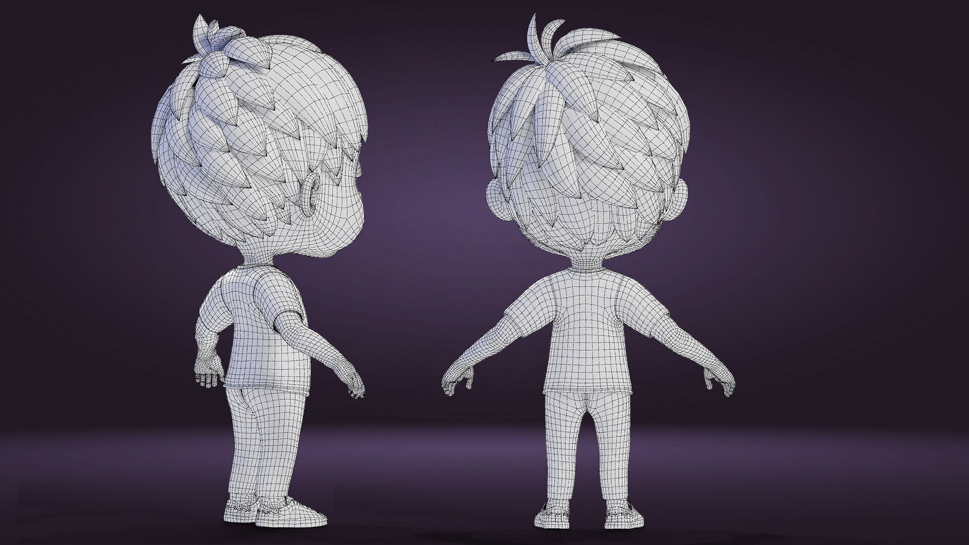 Cartoon Cute Boy Low-poly 3D model_24