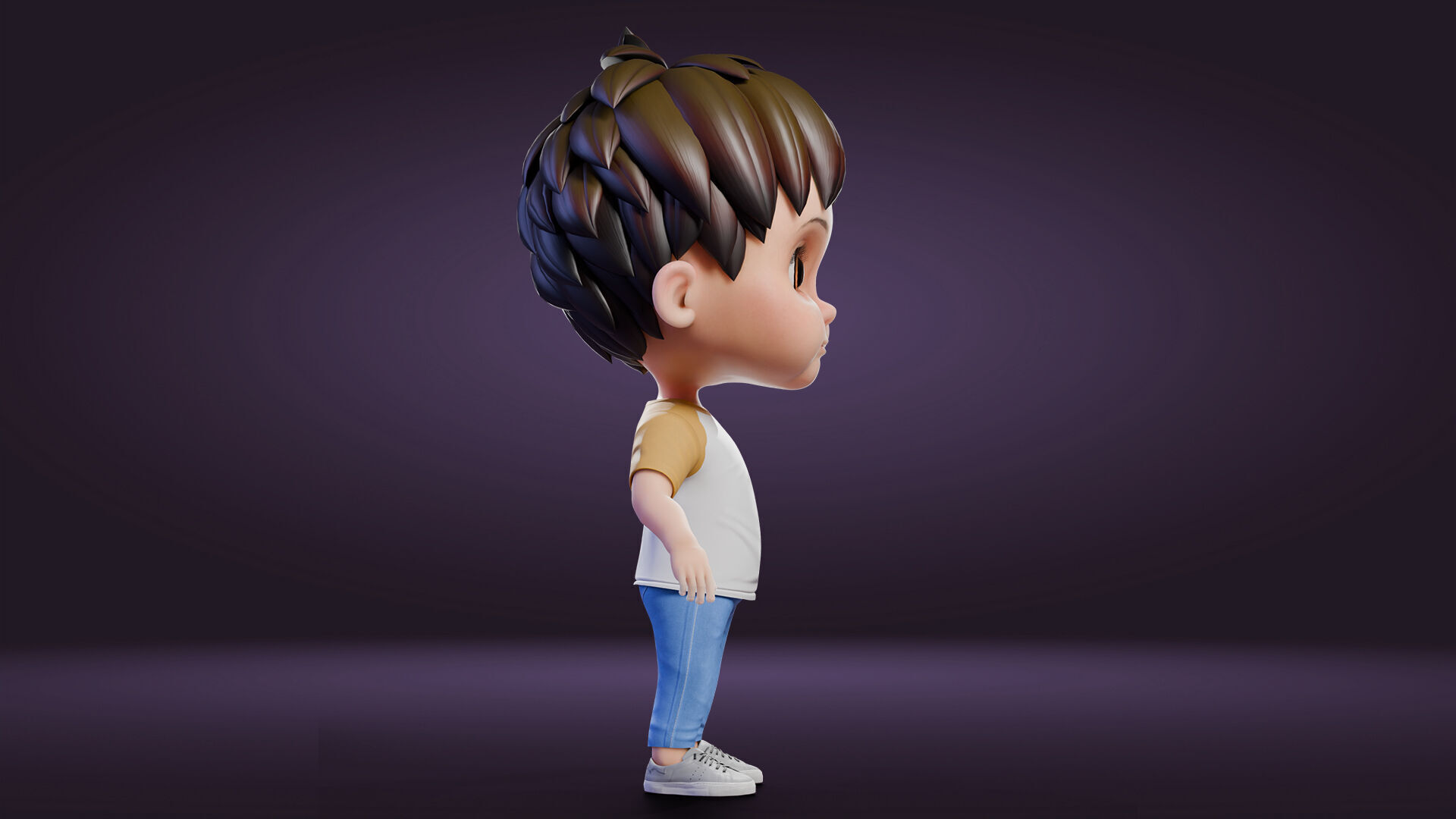 Cartoon Cute Boy Low-poly 3D model_15