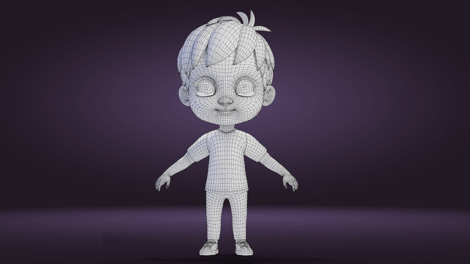 Cartoon Cute Boy Low-poly 3D model_14