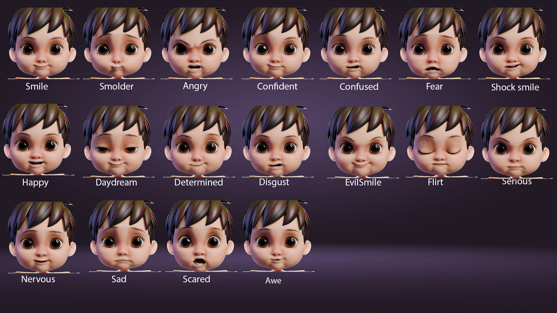 Cartoon Cute Boy Low-poly 3D model_2