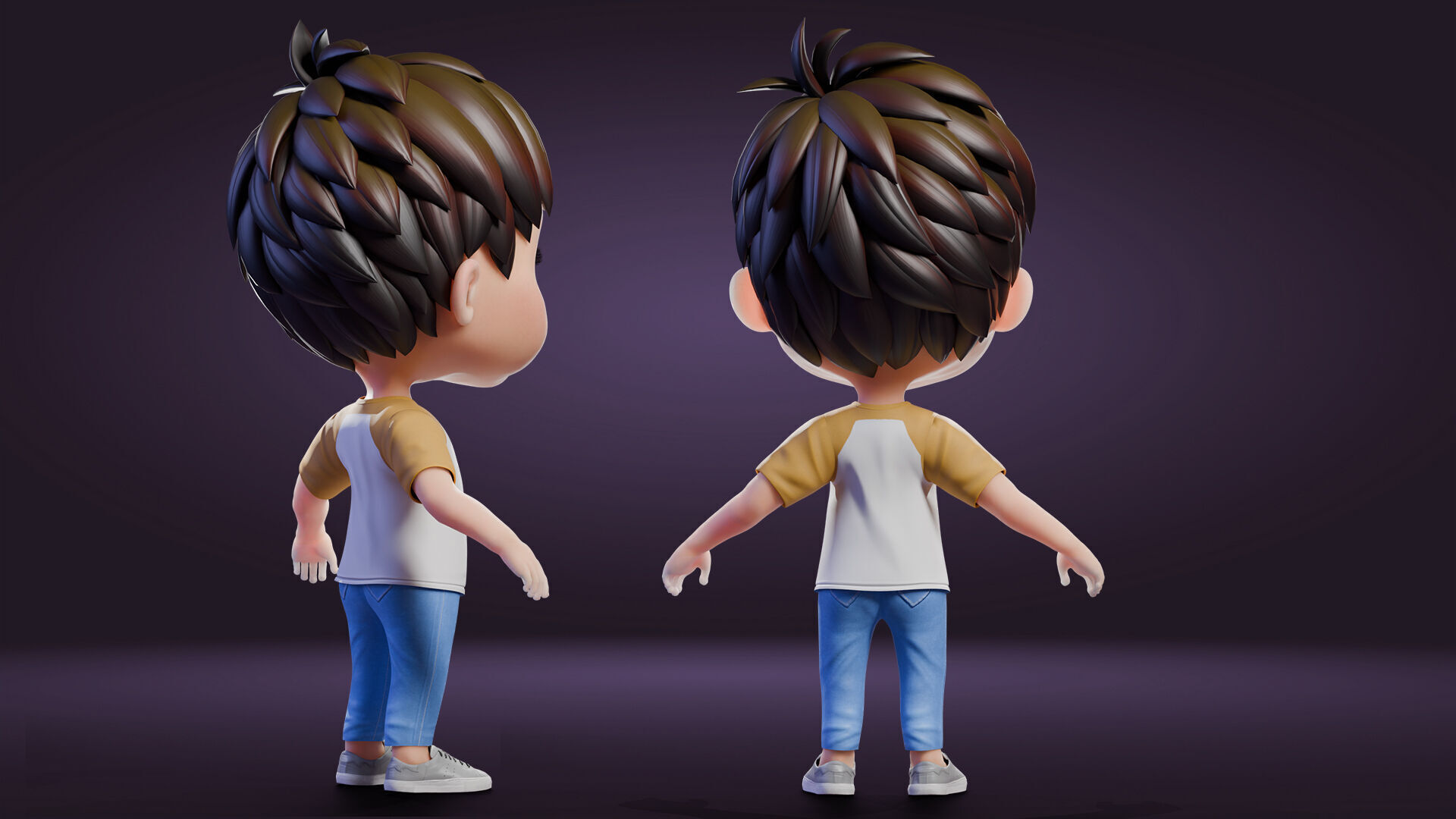 Cartoon Cute Boy Low-poly 3D model_23